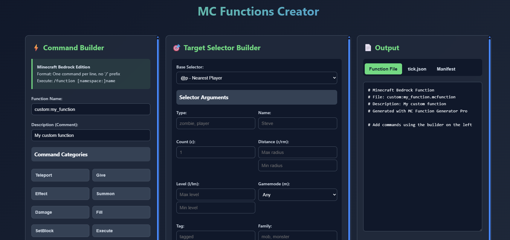MC Functions Creator